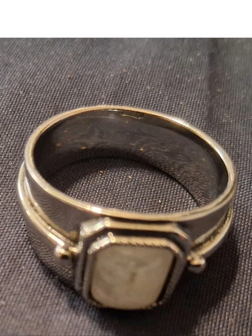 Silver Moonstone Rectangular Statement Ring - Stainless Steel Size 12
